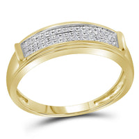 Load image into Gallery viewer, 10kt Yellow Gold His Hers Round Diamond Square Matching Wedding Set 3/8 Cttw

