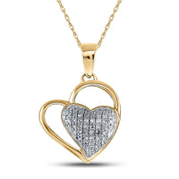 Load image into Gallery viewer, Sterling Silver Womens Round Diamond Heart Pendant 1/10 Cttw
