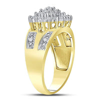 Load image into Gallery viewer, 10kt Yellow Gold Womens Round Prong-set Diamond Oval Cluster Ring 1/2 Cttw
