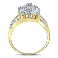 Load image into Gallery viewer, 10kt Yellow Gold Womens Round Prong-set Diamond Oval Cluster Ring 1/2 Cttw
