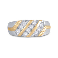Load image into Gallery viewer, 10kt Two-tone Gold Mens Round Diamond Wedding Band Ring 1/2 Cttw
