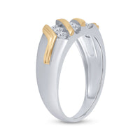 Load image into Gallery viewer, 10kt Two-tone Gold Mens Round Diamond Wedding Band Ring 1/2 Cttw
