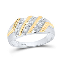 Load image into Gallery viewer, 10kt Two-tone Gold Mens Round Diamond Wedding Band Ring 1/2 Cttw

