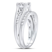 Load image into Gallery viewer, 10kt White Gold Diamond Princess Bridal Wedding Ring Band Set 7/8 Cttw
