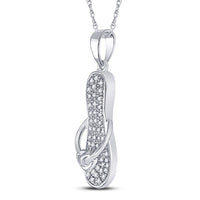 Load image into Gallery viewer, 10kt White Gold Womens Round Diamond Flip Flop Sandal Nautical Pendant 1/8 Cttw
