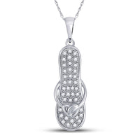 Load image into Gallery viewer, 10kt White Gold Womens Round Diamond Flip Flop Sandal Nautical Pendant 1/8 Cttw
