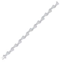 Load image into Gallery viewer, 10kt White Gold Womens Baguette Diamond Tennis Bracelet 5 Cttw
