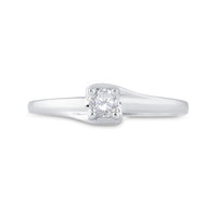 Load image into Gallery viewer, 10kt White Gold Womens Round Diamond Solitaire Promise Ring 1/8 Cttw
