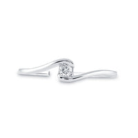 Load image into Gallery viewer, 10kt White Gold Womens Round Diamond Solitaire Promise Ring 1/20 Cttw
