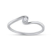 Load image into Gallery viewer, 10kt White Gold Womens Round Diamond Solitaire Promise Ring 1/20 Cttw
