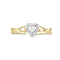Load image into Gallery viewer, 10kt Yellow Gold Womens Round Diamond Heart Promise Ring 1/8 Cttw
