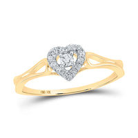 Load image into Gallery viewer, 10kt Yellow Gold Womens Round Diamond Heart Promise Ring 1/8 Cttw
