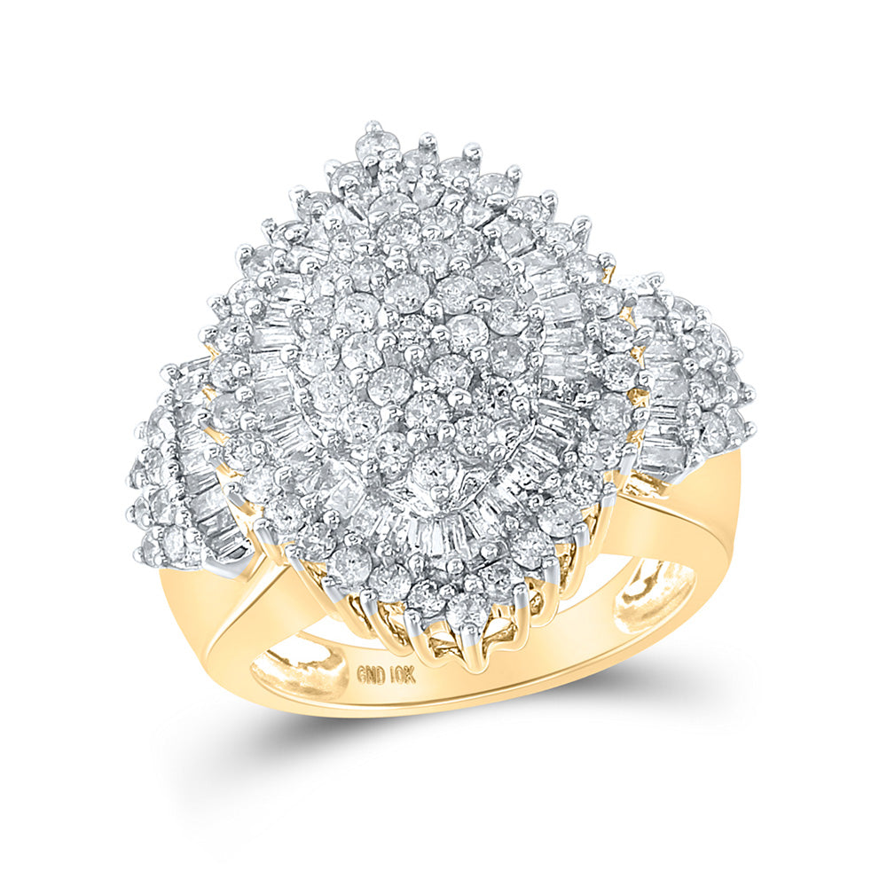 10kt Yellow Gold Womens Round Diamond Oval Cluster Ring 2 Cttw