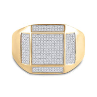 Load image into Gallery viewer, 10kt Yellow Gold Mens Round Diamond Square Ring 3/8 Cttw
