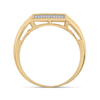 Load image into Gallery viewer, 10kt Yellow Gold Mens Round Diamond Square Ring 3/8 Cttw
