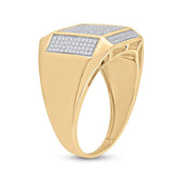 Load image into Gallery viewer, 10kt Yellow Gold Mens Round Diamond Square Ring 3/8 Cttw
