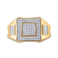 Load image into Gallery viewer, 10kt Yellow Gold Mens Round Diamond Square Cluster Ring 1/3 Cttw
