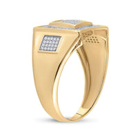 Load image into Gallery viewer, 10kt Yellow Gold Mens Round Diamond Square Cluster Ring 1/3 Cttw
