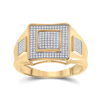 Load image into Gallery viewer, 10kt Yellow Gold Mens Round Diamond Square Cluster Ring 1/3 Cttw
