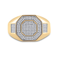 Load image into Gallery viewer, 10kt Yellow Gold Mens Round Diamond Octagon Cluster Ring 3/8 Cttw
