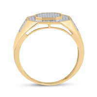 Load image into Gallery viewer, 10kt Yellow Gold Mens Round Diamond Octagon Cluster Ring 3/8 Cttw

