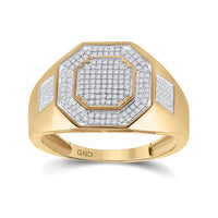 Load image into Gallery viewer, 10kt Yellow Gold Mens Round Diamond Octagon Cluster Ring 3/8 Cttw
