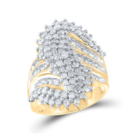 Load image into Gallery viewer, 10kt Yellow Gold Womens Round Diamond Cluster Ring 2 Cttw
