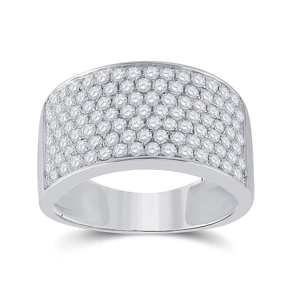 10kt White Gold Womens Round Diamond Pave Band Ring 1-1/2 Cttw