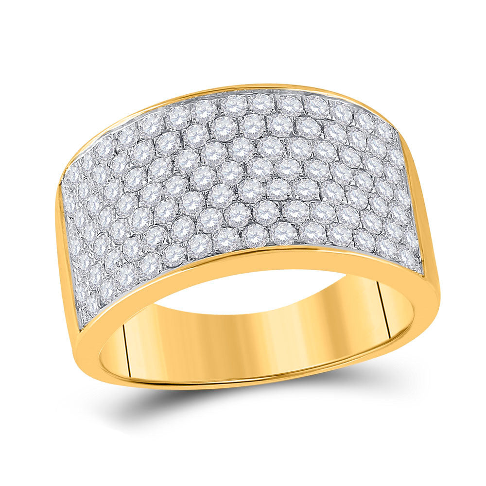 10kt Yellow Gold Womens Round Diamond Pave Band Ring 1-1/2 Cttw