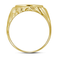 Load image into Gallery viewer, 10kt Yellow Gold Mens Round Diamond Cluster Eagle Bird Ring 1/10 Cttw

