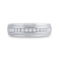 Load image into Gallery viewer, 10kt White Gold Mens Round Diamond Wedding Single Row Band Ring 1/4 Cttw
