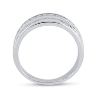 Load image into Gallery viewer, 10kt White Gold Mens Round Diamond Wedding Single Row Band Ring 1/4 Cttw
