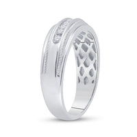 Load image into Gallery viewer, 10kt White Gold Mens Round Diamond Wedding Single Row Band Ring 1/4 Cttw
