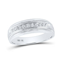 Load image into Gallery viewer, 10kt White Gold Mens Round Diamond Wedding Single Row Band Ring 1/4 Cttw
