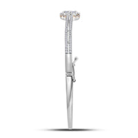 Load image into Gallery viewer, 14kt White Gold Womens Round Diamond Cluster Circle Bangle Bracelet 7/8 Cttw
