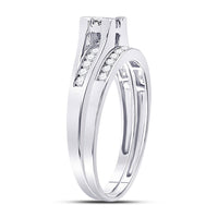 Load image into Gallery viewer, 10kt White Gold Princess Diamond Bridal Wedding Ring Band Set 1/2 Cttw

