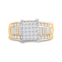Load image into Gallery viewer, 10kt Yellow Gold Princess Diamond Cluster Bridal Wedding Engagement Ring 1-1/2 Cttw
