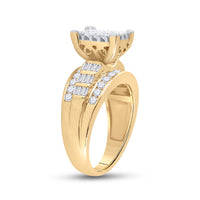 Load image into Gallery viewer, 10kt Yellow Gold Princess Diamond Cluster Bridal Wedding Engagement Ring 1-1/2 Cttw
