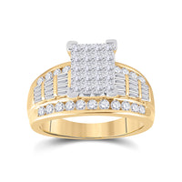 Load image into Gallery viewer, 10kt Yellow Gold Princess Diamond Cluster Bridal Wedding Engagement Ring 1-1/2 Cttw
