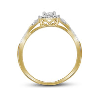 Load image into Gallery viewer, 10kt Yellow Gold Princess Diamond Halo Bridal Wedding Ring Band Set 1/4 Cttw
