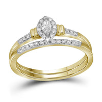 Load image into Gallery viewer, 10k Yellow Gold Marquise Diamond Bridal Wedding Ring Band Set 1/5 Cttw
