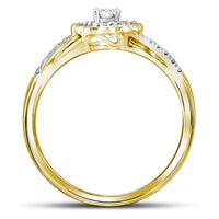 Load image into Gallery viewer, 10kt Yellow Gold Round Diamond Bridal Wedding Ring Band Set 1/4 Cttw
