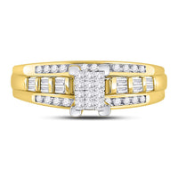 Load image into Gallery viewer, 10kt Yellow Gold Princess Diamond Cluster Bridal Wedding Engagement Ring 1/2 Cttw
