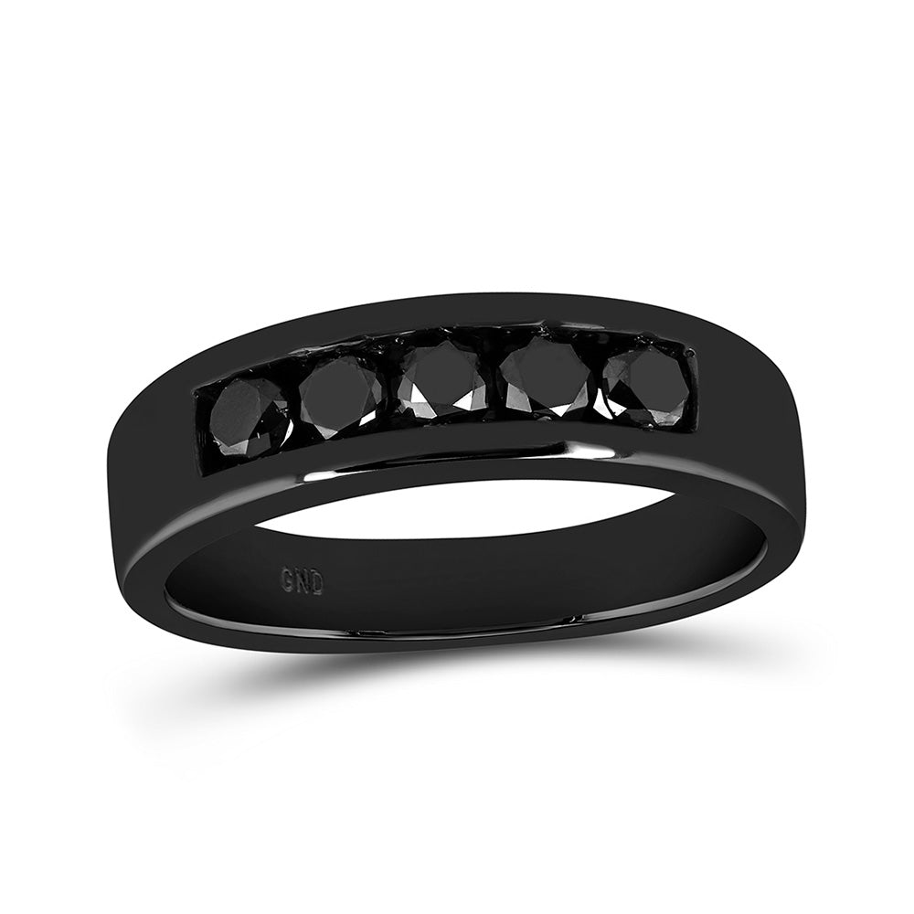 10kt White Gold Mens Round Black Color Enhanced Diamond Gunmetal Wedding Band Ring 5/8 Cttw