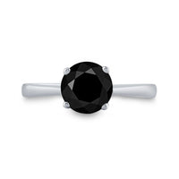 Load image into Gallery viewer, 10kt White Gold Round Black Color Enhanced Diamond Solitaire Bridal Wedding Ring 2 Cttw
