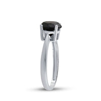 Load image into Gallery viewer, 10kt White Gold Round Black Color Enhanced Diamond Solitaire Bridal Wedding Ring 2 Cttw
