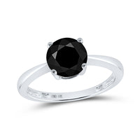 Load image into Gallery viewer, 10kt White Gold Round Black Color Enhanced Diamond Solitaire Bridal Wedding Ring 2 Cttw
