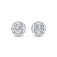 Load image into Gallery viewer, Sterling Silver Mens Round Diamond Cluster Earrings .03 Cttw

