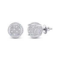 Load image into Gallery viewer, Sterling Silver Mens Round Diamond Cluster Earrings .03 Cttw
