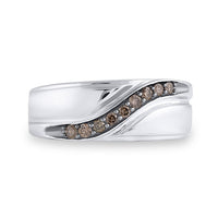 Load image into Gallery viewer, Sterling Silver Mens Round Brown Diamond Wedding Band Ring 1/4 Cttw
